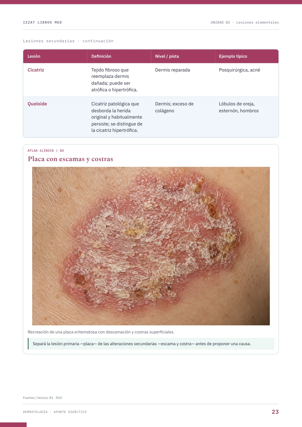 Página real seleccionada de Dermatología
