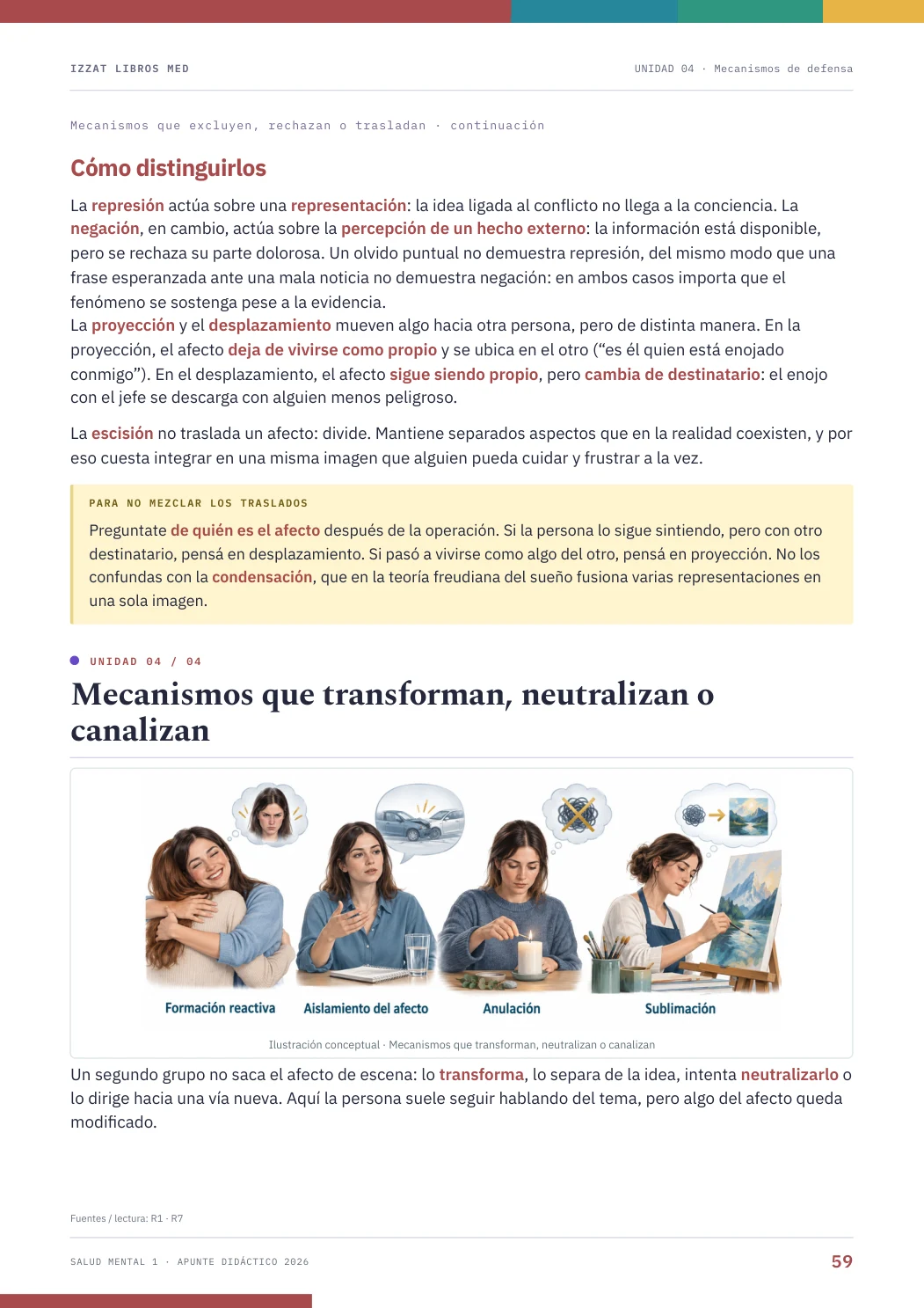 Página real seleccionada de Salud Mental I